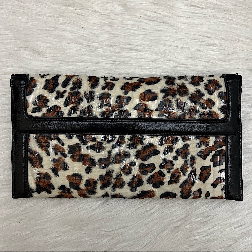JOAN RIVERS - BLACK BROWN TAN CLASSICS COLLECTION CLUTCH - Picture 4 of 11